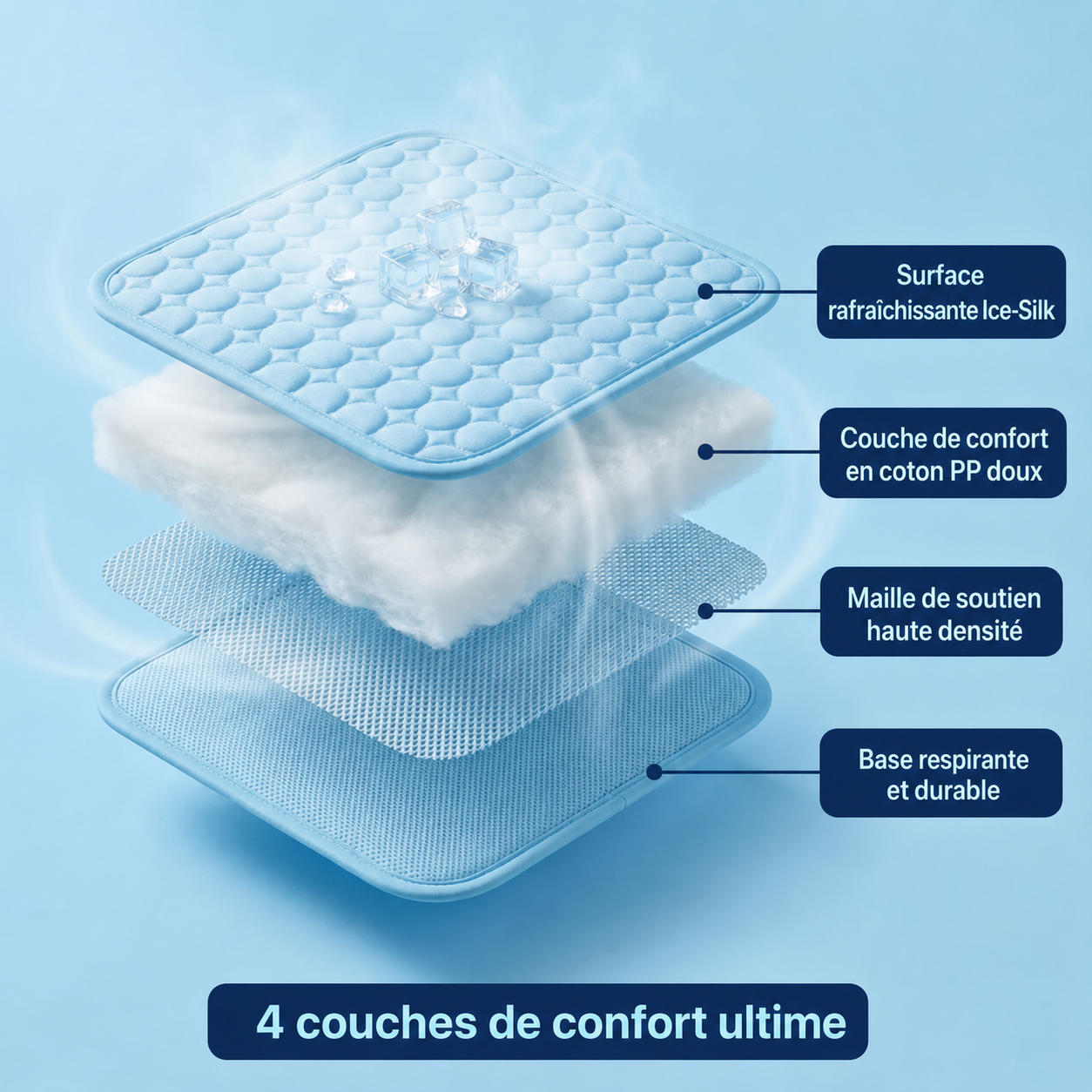 IcyNap | Tapis Rafraîchissant en Soie de Glace pour Chien